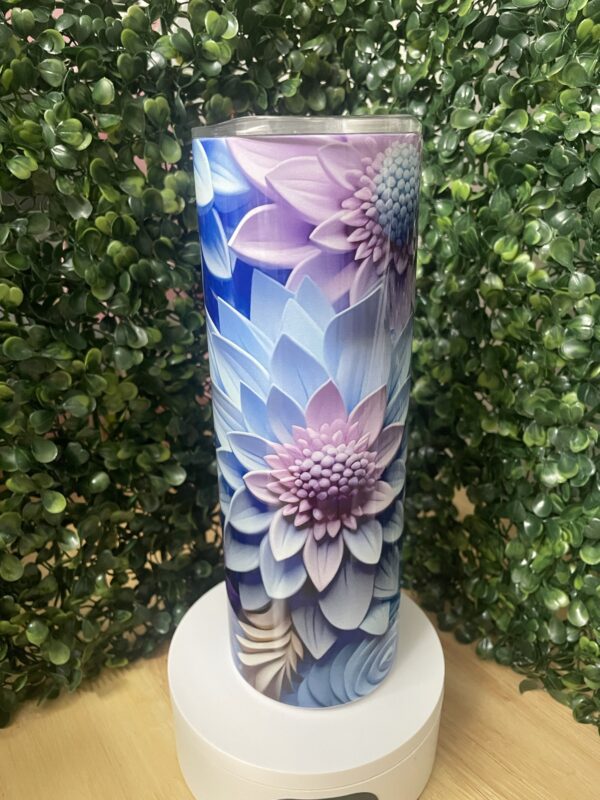 3D Flower Skinny Tumbler Blue/Purple