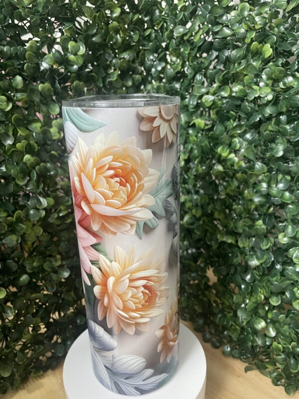 3D Floral Skinny Tumbler Pink/Yellow - Image 2