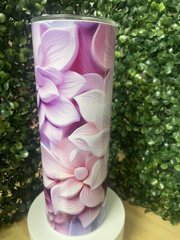 3D Floral Skinny Tumbler Pink/Purple